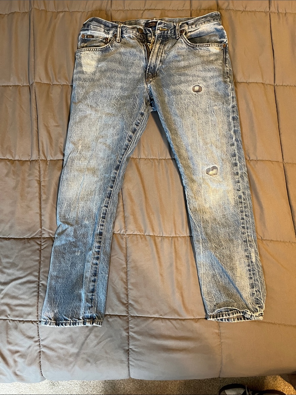 Ralph Lauren Light Blue Slim Straight Distressed Jeans